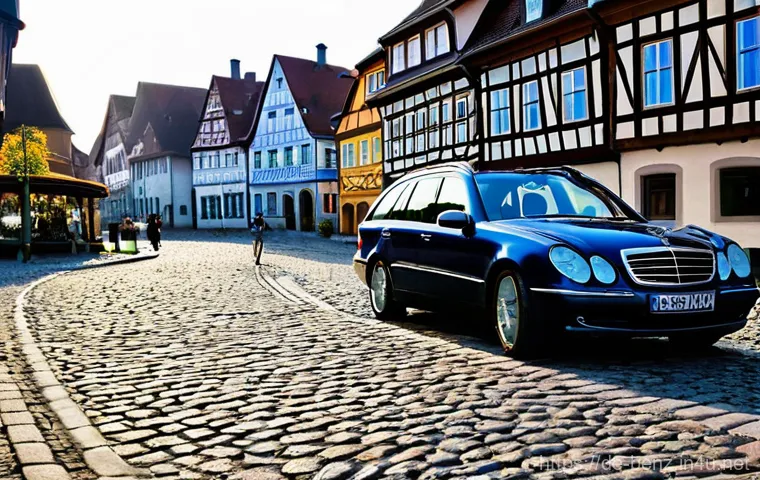 벤츠 E클래스의 중고차 시장 가치 - **Prompt 2: Modern W213 E-Class on the German Autobahn**
    A dynamic, cinematic shot of a sleek, s...