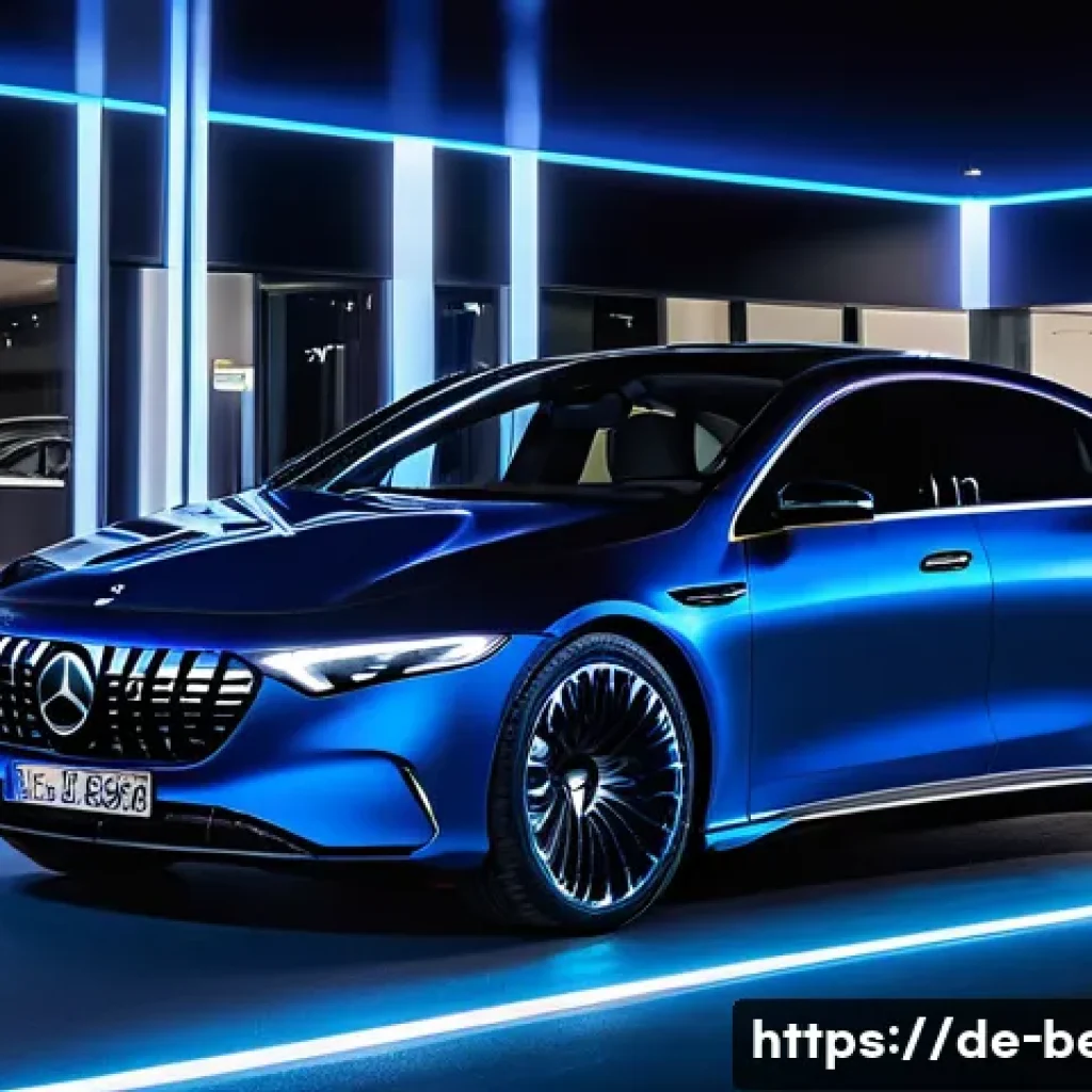 벤츠 EQS의 최신 충전 기술 - A futuristic urban scene at a Mercedes-Benz EQS charging station featuring High-Power-Charging (HPC)...