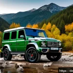 Home 20 벤츠 G클래스와 랜드로버 디펜더 비교 - A side-by-side outdoor scene at golden hour featuring a classic Mercedes G-Class and a modern Land R...