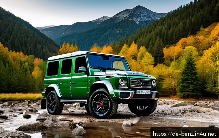 벤츠 G클래스와 랜드로버 디펜더 비교 - A side-by-side outdoor scene at golden hour featuring a classic Mercedes G-Class and a modern Land R...