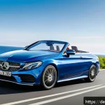 Home 18 벤츠 C클래스 카브리올레의 장점 - A sleek Mercedes C-Class Cabriolet driving along a scenic coastal road in summer, top down, capturin...